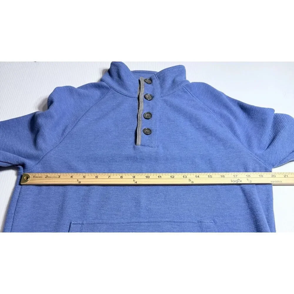 Banana Republic Men’s L 1/4 Button Pullover Textured Henley Sweater Blue Gray